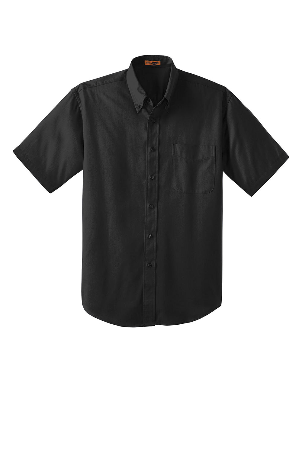 CornerStone SP18 Mens SuperPro Stain Resistant Short Sleeve Button Down Shirt w/ Pocket Black Flat Front