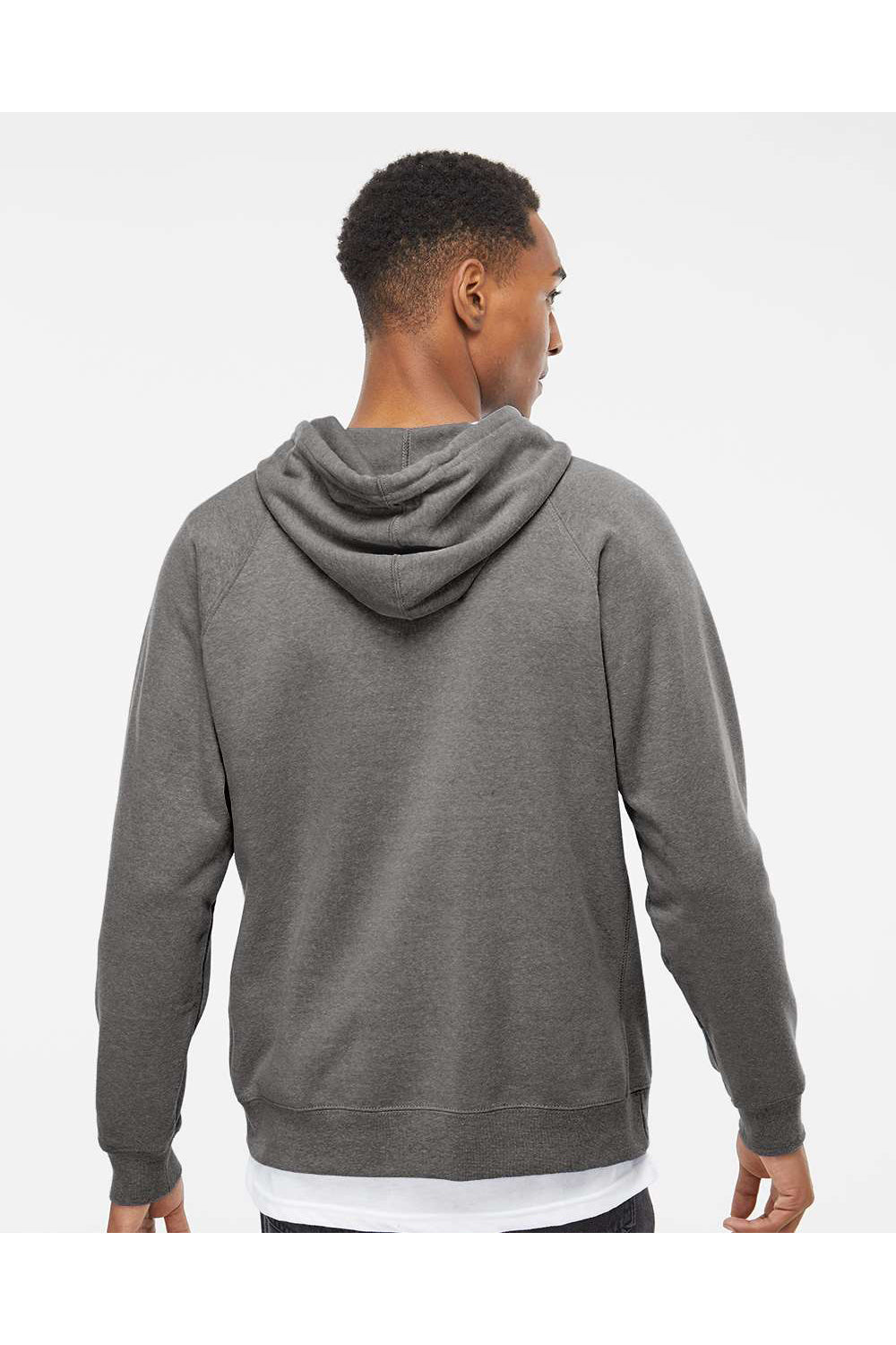 Independent Trading Co. PRM33SBP Mens Special Blend Raglan Hooded Sweatshirt Hoodie Nickel Grey Model Back