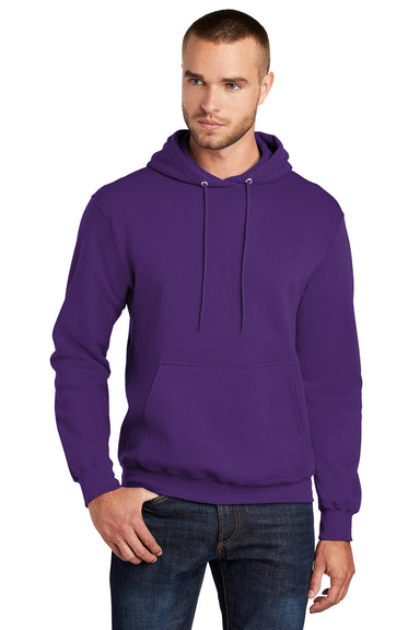 Port & Company PC78H/PC78HT Mens Core Pill Resistant Fleece Hooded Sweatshirt Hoodie Team Purple Model Front