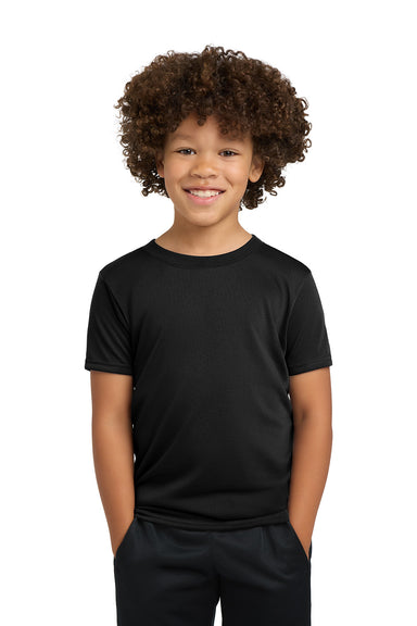 Gildan 42000B/G420B Youth Performance Jersey Moisture Wicking Short Sleeve Crewneck T-Shirt Black Model Front