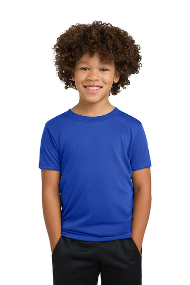 Gildan 42000B/G420B Youth Performance Jersey Moisture Wicking Short Sleeve Crewneck T-Shirt Royal Blue Model Front