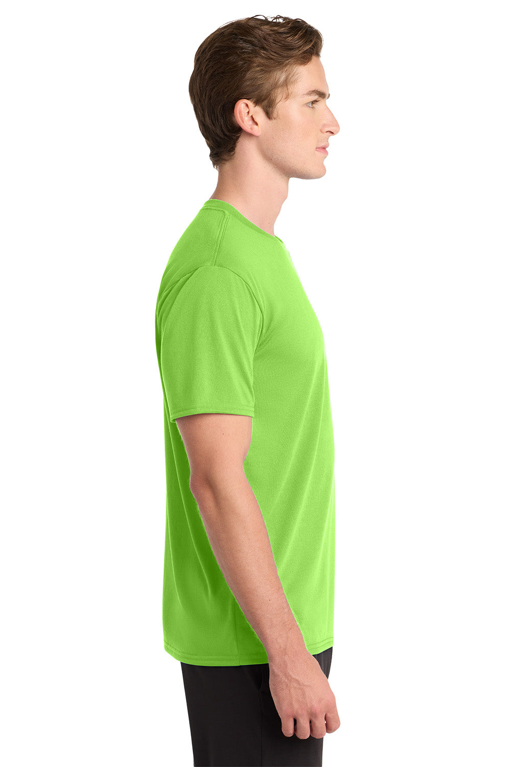 Gildan 42000/G420 Mens Performance Jersey Moisture Wicking Short Sleeve Crewneck T-Shirt Lime Green Model Side