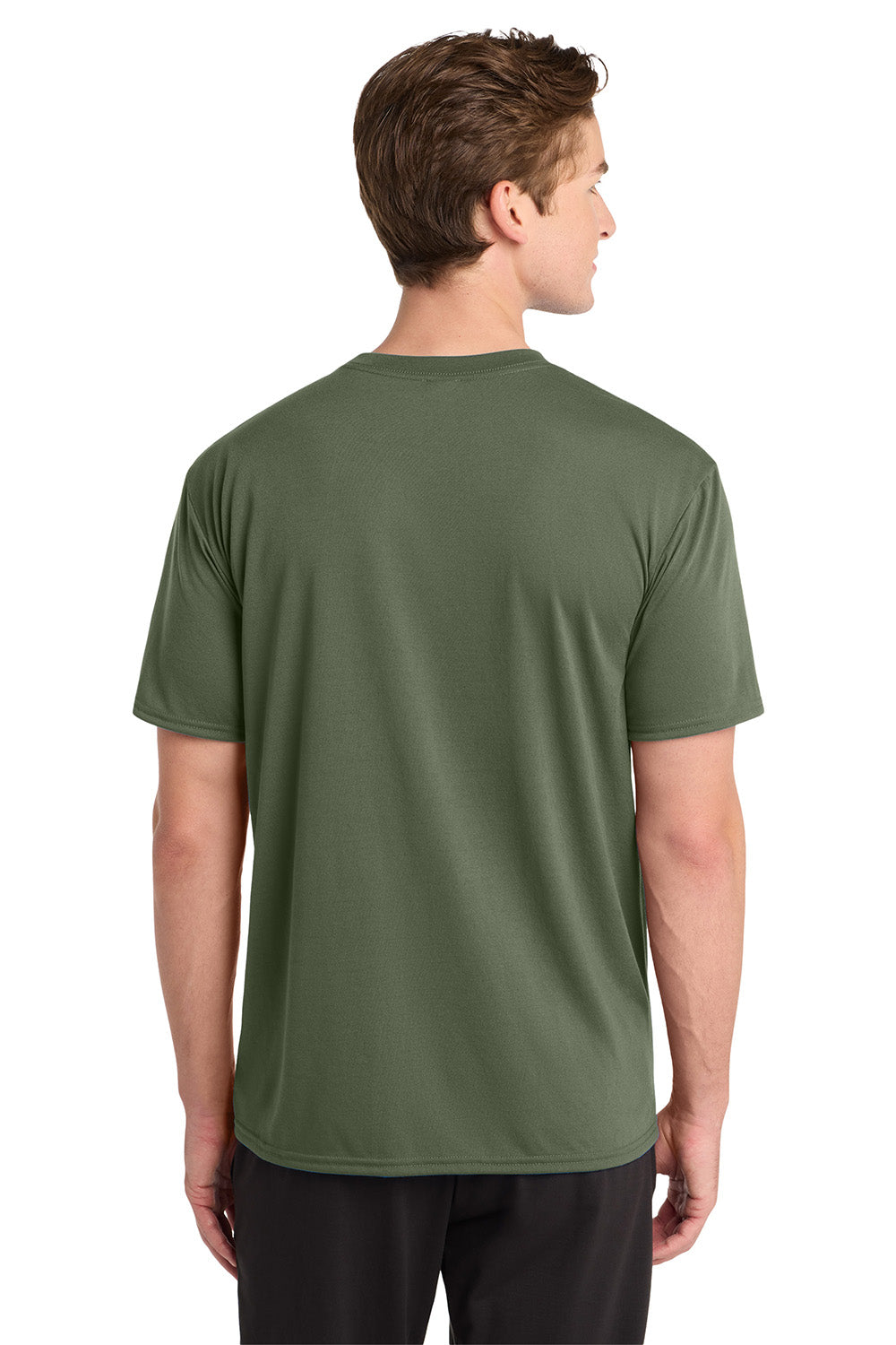 Gildan 42000/G420 Mens Performance Jersey Moisture Wicking Short Sleeve Crewneck T-Shirt Military Green Model Back