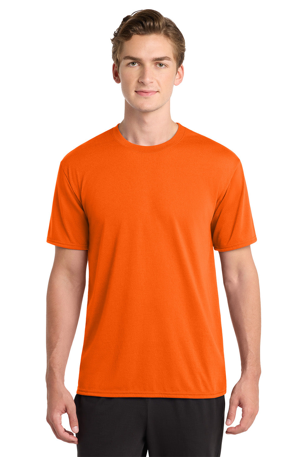 Gildan 42000/G420 Mens Performance Jersey Moisture Wicking Short Sleeve Crewneck T-Shirt Orange Model Front