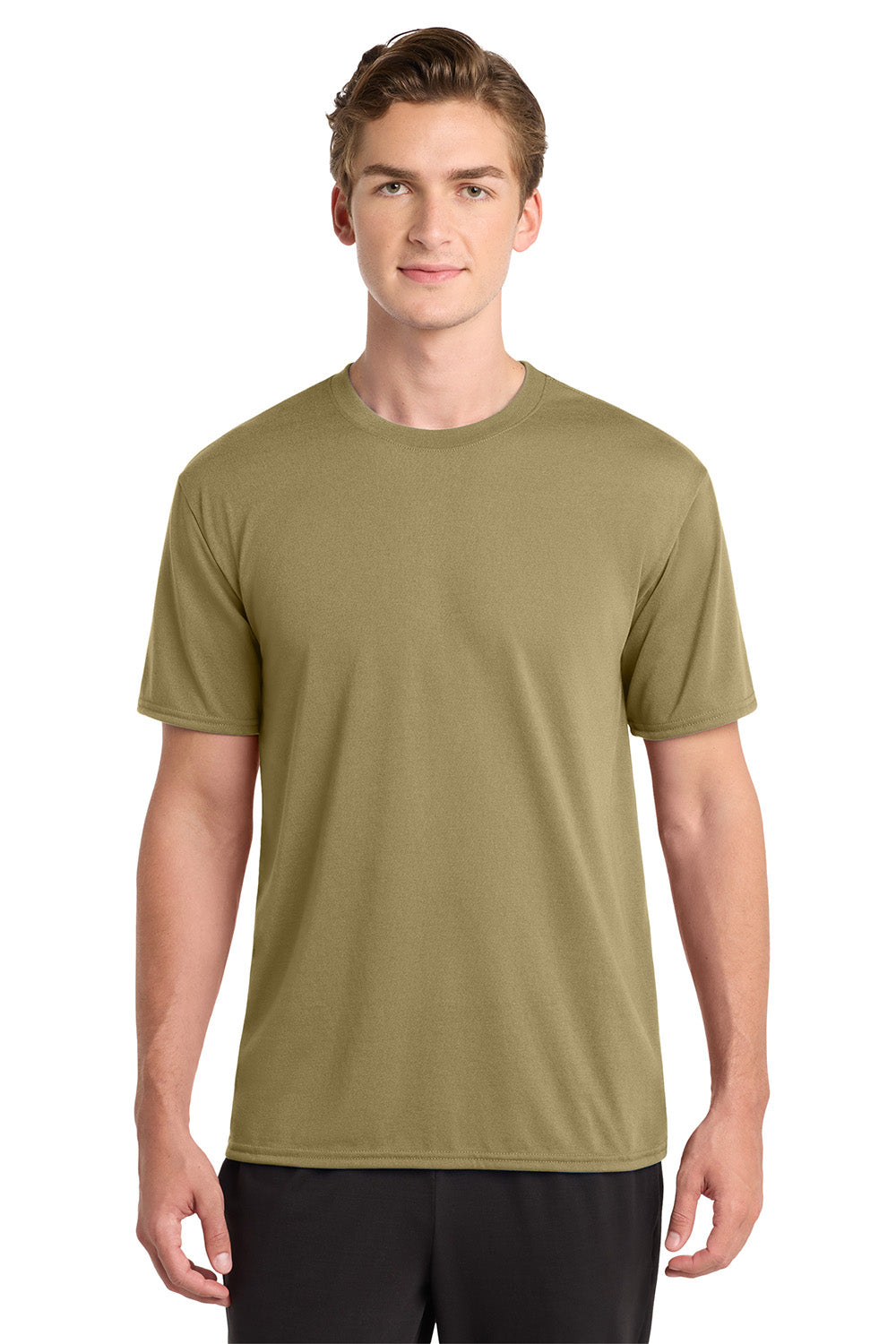 Gildan 42000/G420 Mens Performance Jersey Moisture Wicking Short Sleeve Crewneck T-Shirt Prairie Dust Model Front