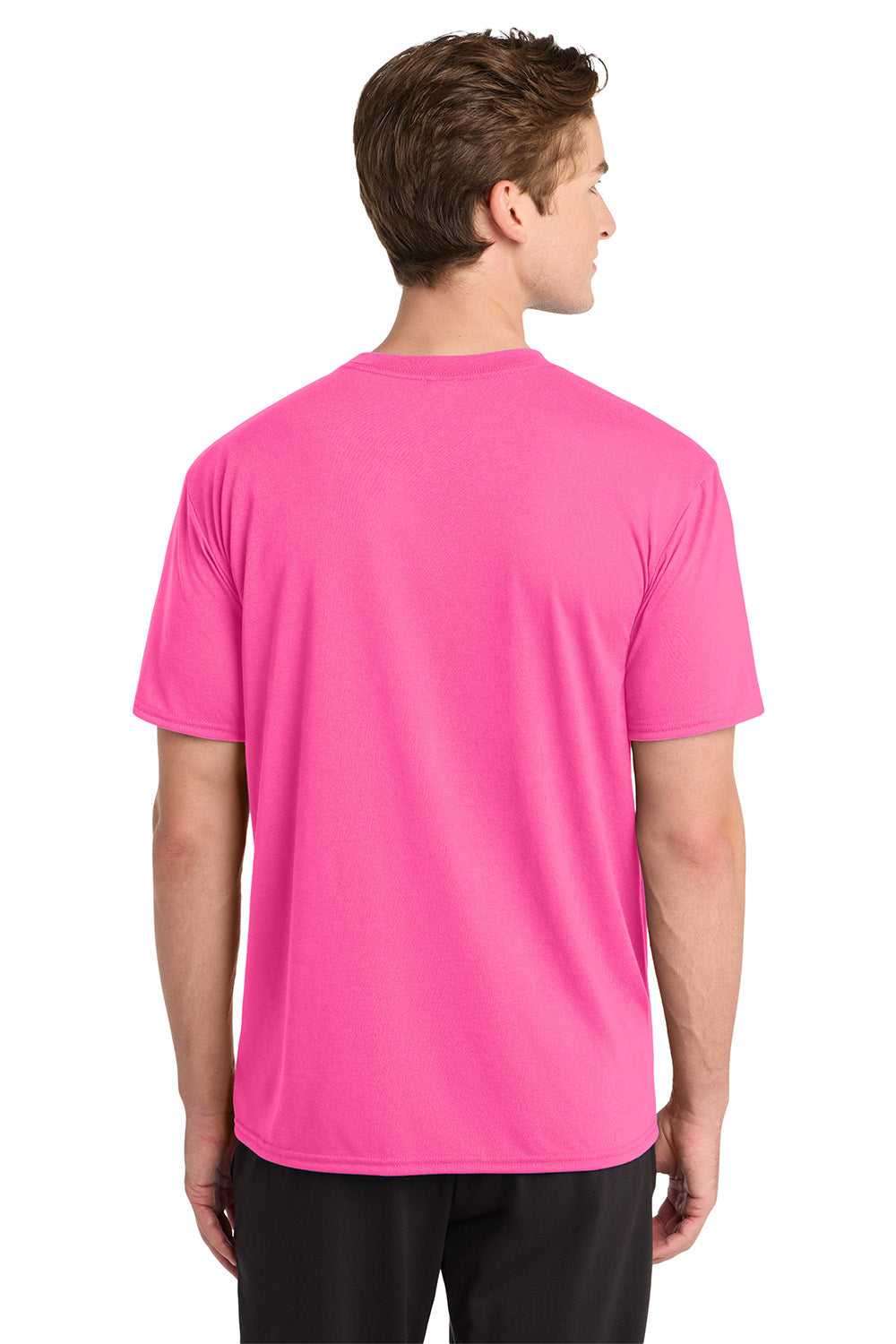 Gildan 42000/G420 Mens Performance Jersey Moisture Wicking Short Sleeve Crewneck T-Shirt Safety Pink Model Back