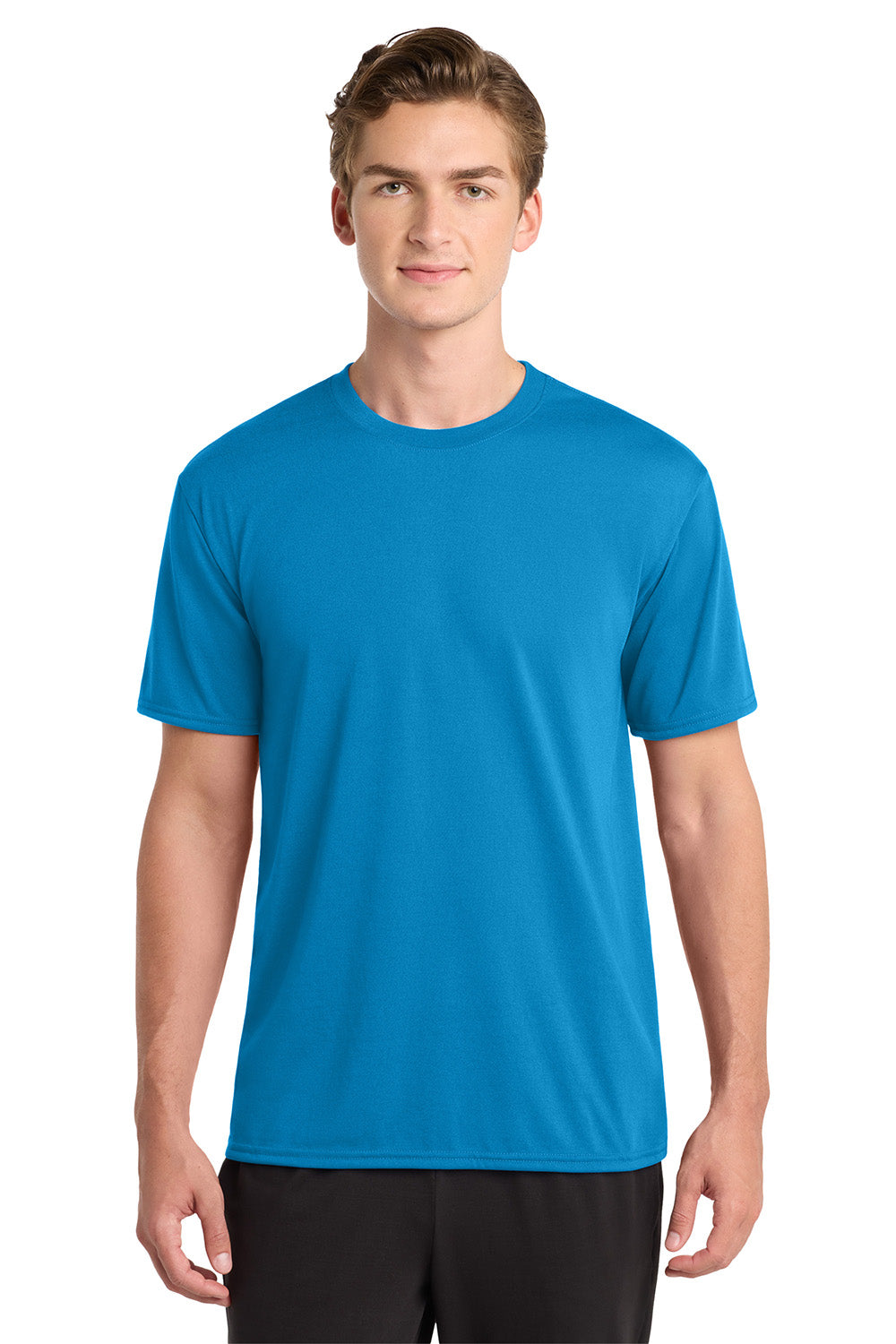 Gildan 42000/G420 Mens Performance Jersey Moisture Wicking Short Sleeve Crewneck T-Shirt Sapphire Blue Model Front