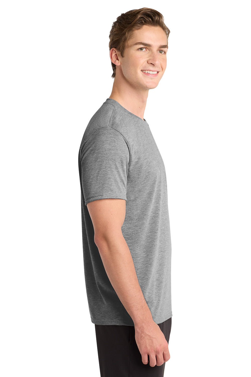 Gildan 42000/G420 Mens Performance Jersey Moisture Wicking Short Sleeve Crewneck T-Shirt Sport Grey Model Side