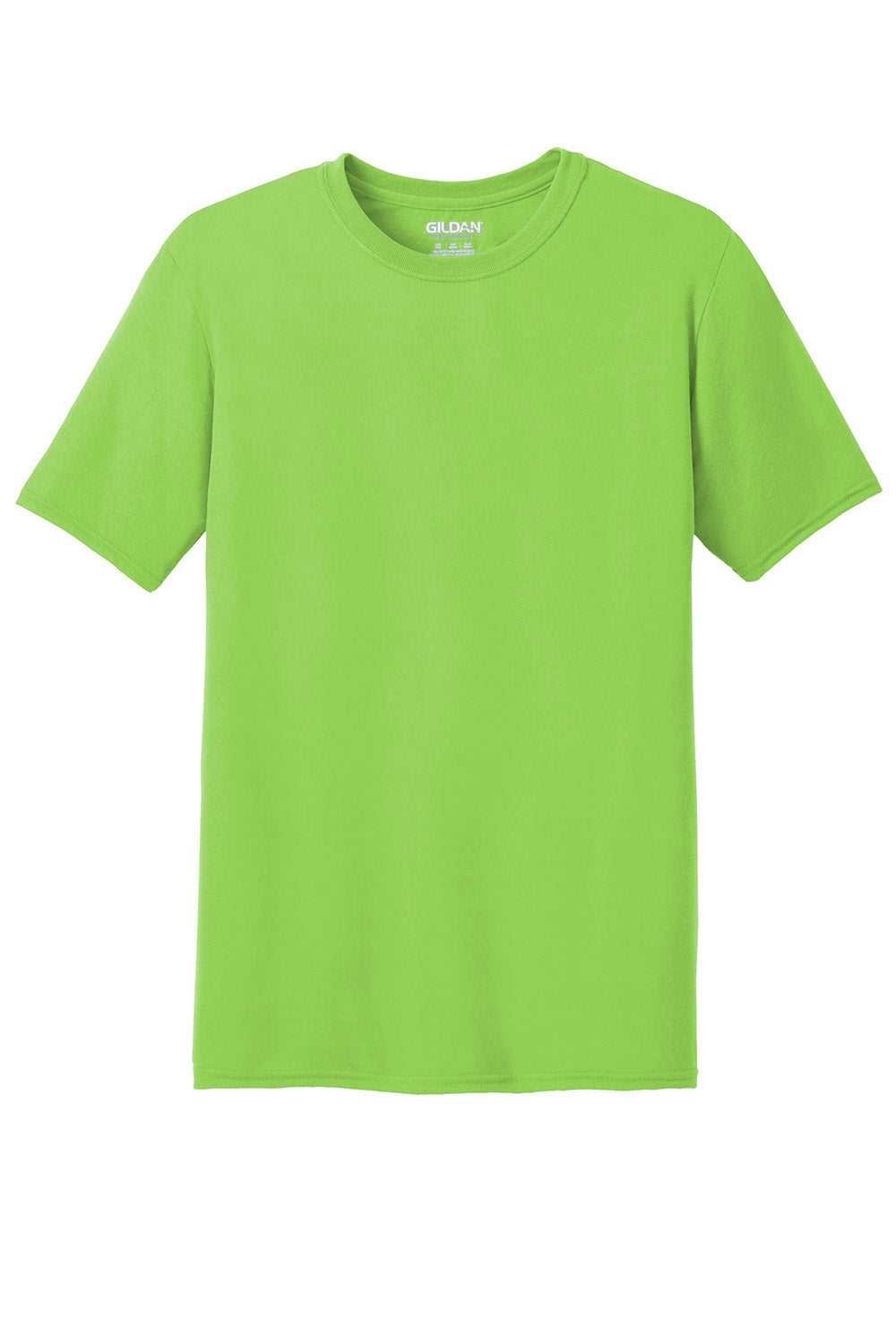 Gildan 42000/G420 Mens Performance Jersey Moisture Wicking Short Sleeve Crewneck T-Shirt Lime Green Flat Front