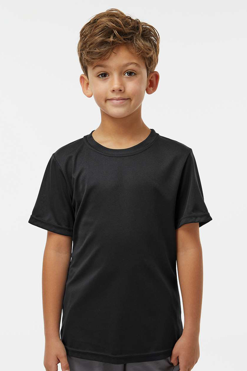 Augusta Sportswear 791 Youth Nexgen Moisture Wicking Short Sleeve Crewneck T-Shirt Black Model Front