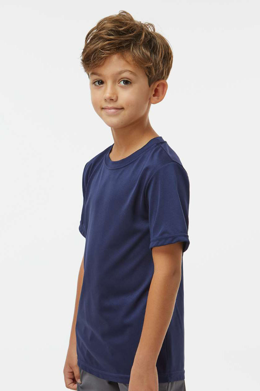 Augusta Sportswear 791 Youth Nexgen Moisture Wicking Short Sleeve Crewneck T-Shirt Navy Blue Model Side