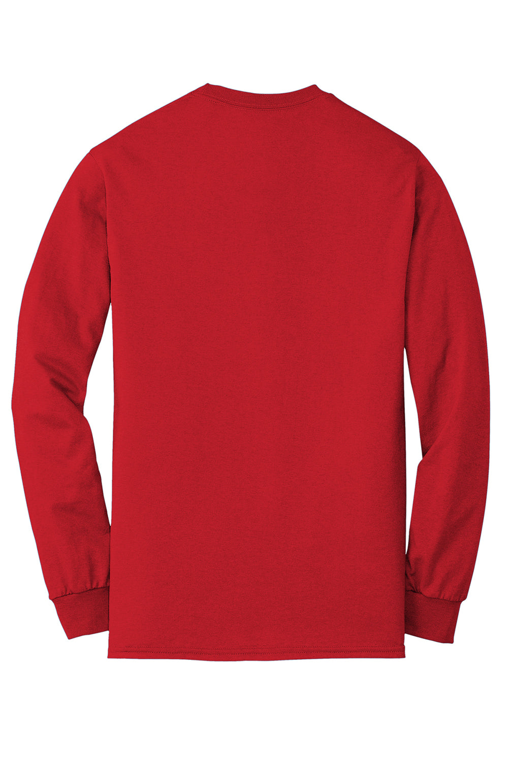 Gildan 8400/G840 Mens DryBlend Moisture Wicking Long Sleeve Crewneck T-Shirt Red Flat Back