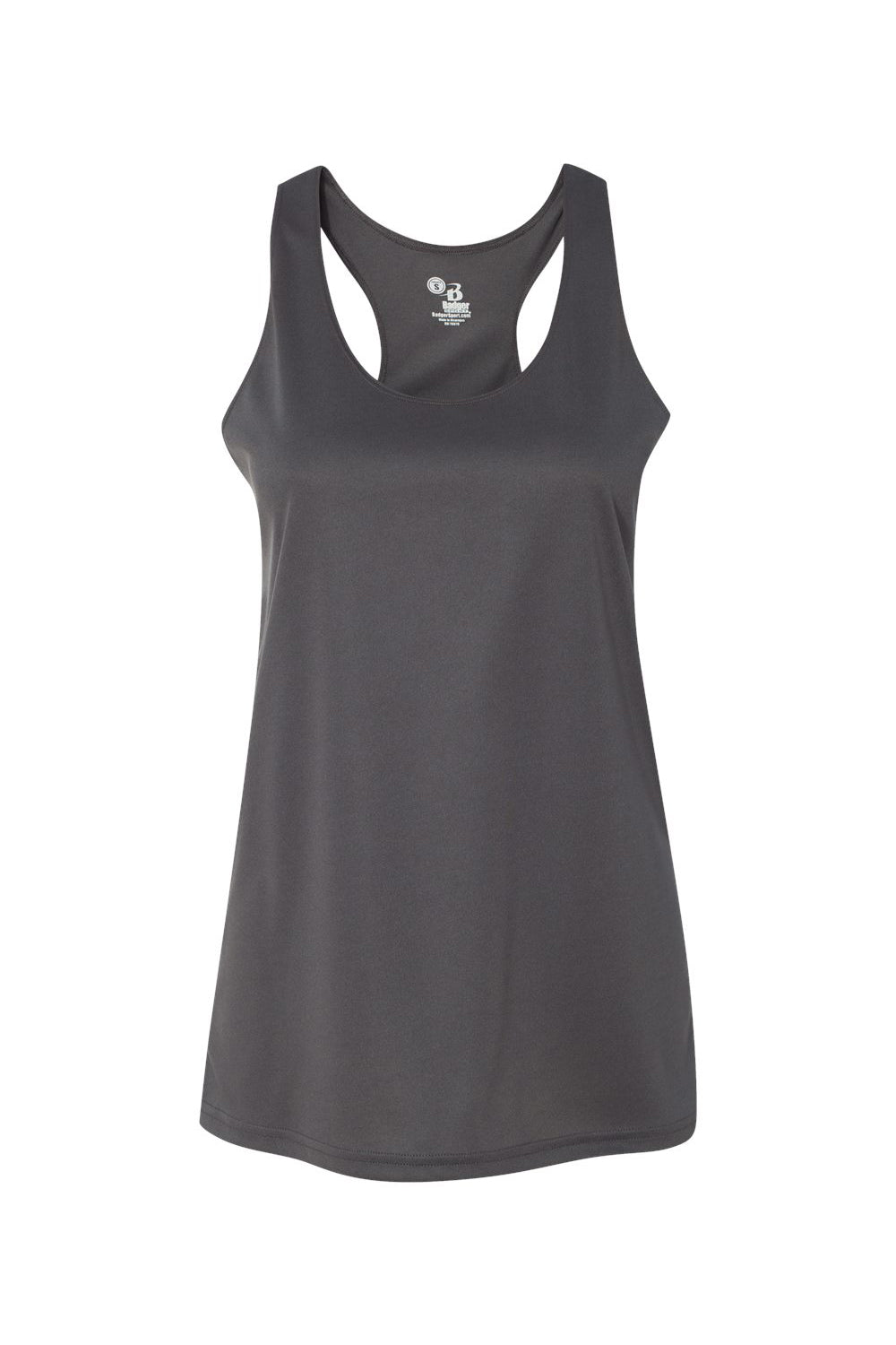 Badger 4166 Womens B-Core Moisture Wicking Racerback Tank Top Graphite Grey Flat Front