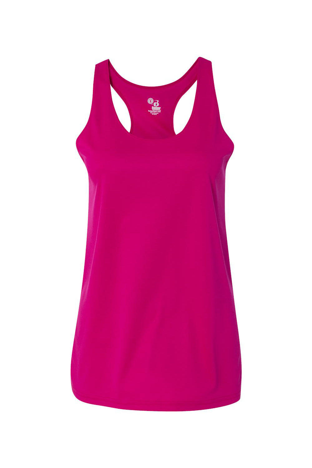 Badger 4166 Womens B-Core Moisture Wicking Racerback Tank Top Hot Pink Flat Front