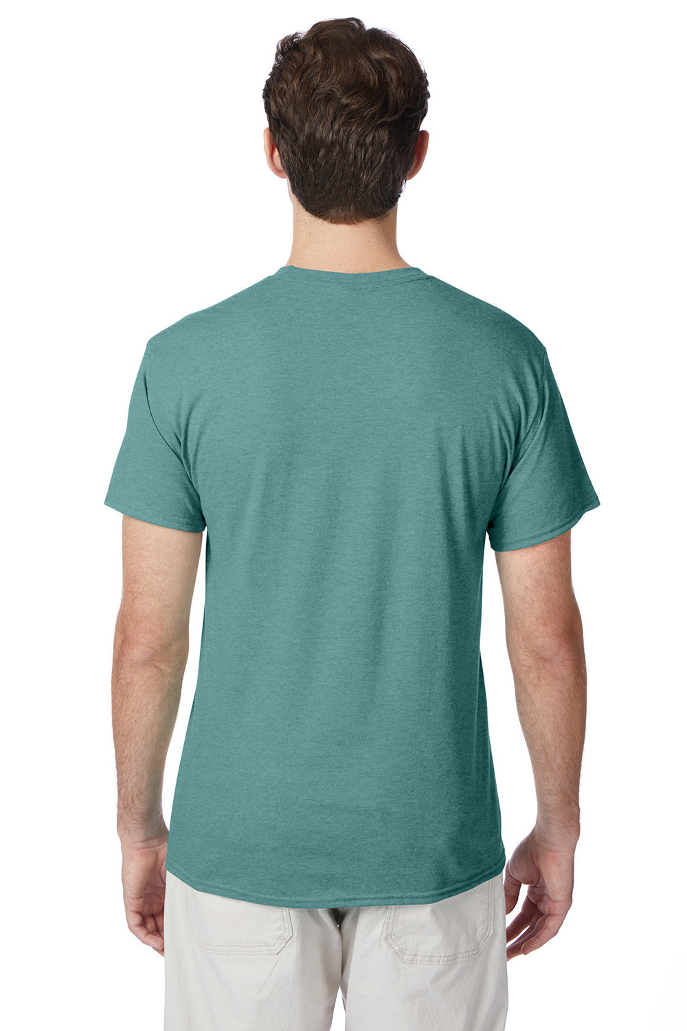 Hanes 42TB Mens X-Temp FreshIQ Moisture Wicking Short Sleeve Crewneck T-Shirt Heather Clay Green Model Back