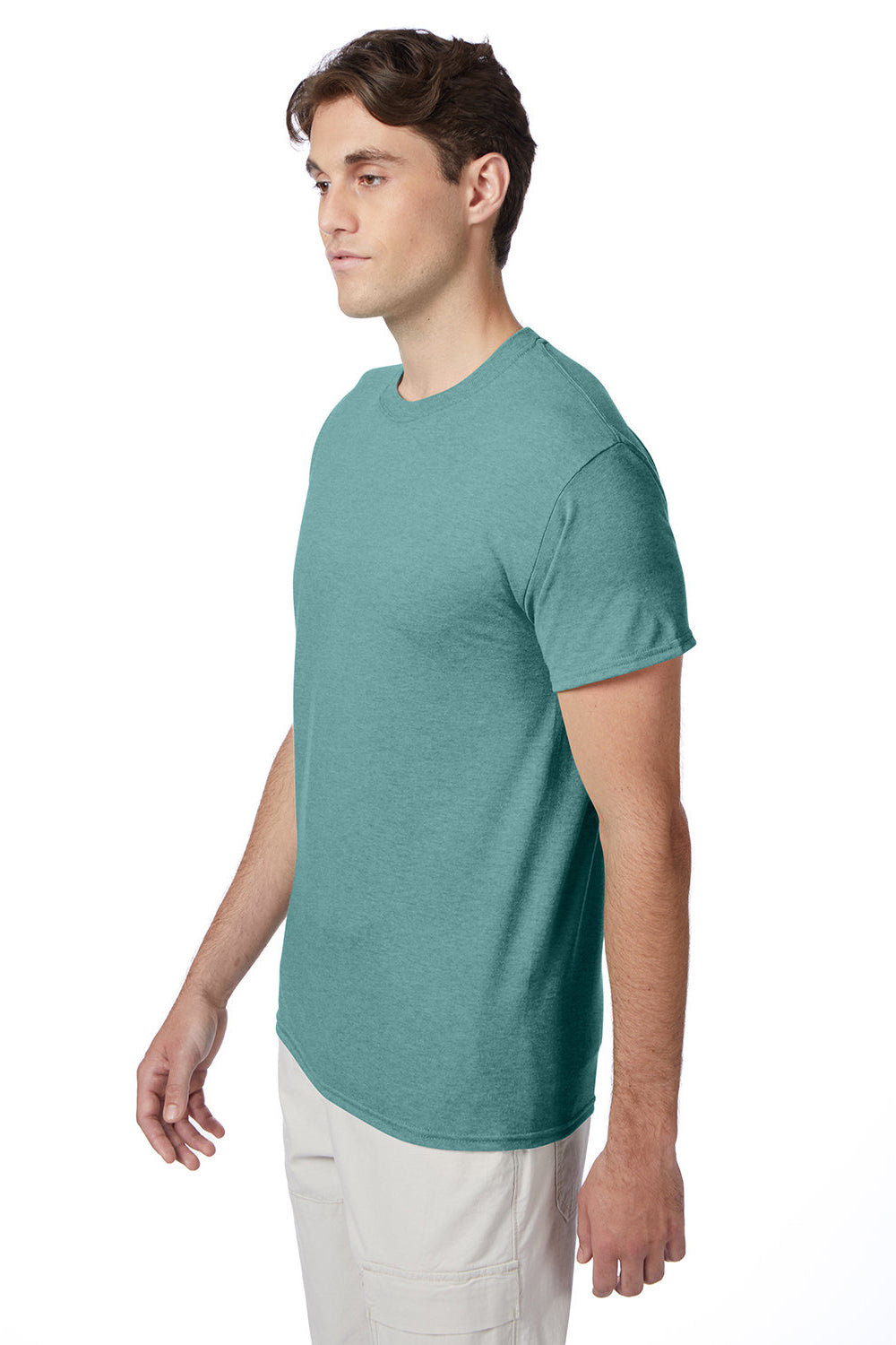 Hanes 42TB Mens X-Temp FreshIQ Moisture Wicking Short Sleeve Crewneck T-Shirt Heather Clay Green Model 3Q