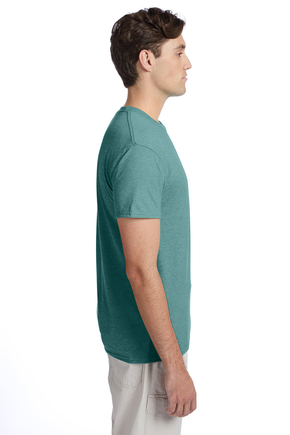 Hanes 42TB Mens X-Temp FreshIQ Moisture Wicking Short Sleeve Crewneck T-Shirt Heather Clay Green Model Side