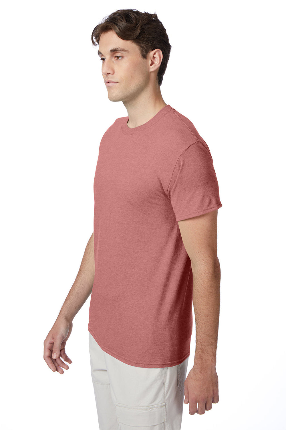 Hanes 42TB Mens X-Temp FreshIQ Moisture Wicking Short Sleeve Crewneck T-Shirt Heather Mauve Model 3Q