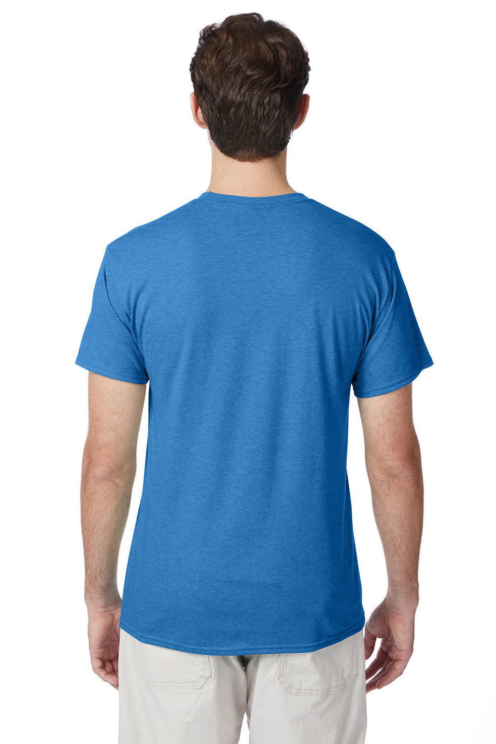 Hanes 42TB Mens X-Temp FreshIQ Moisture Wicking Short Sleeve Crewneck T-Shirt Heather Bonnet Blue Model Back