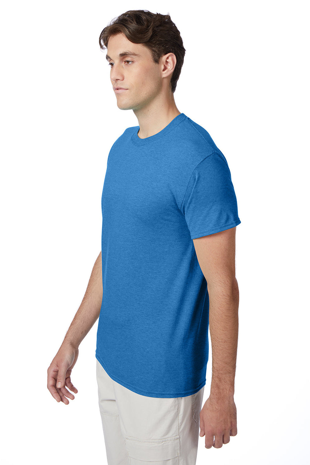 Hanes 42TB Mens X-Temp FreshIQ Moisture Wicking Short Sleeve Crewneck T-Shirt Heather Bonnet Blue Model 3Q