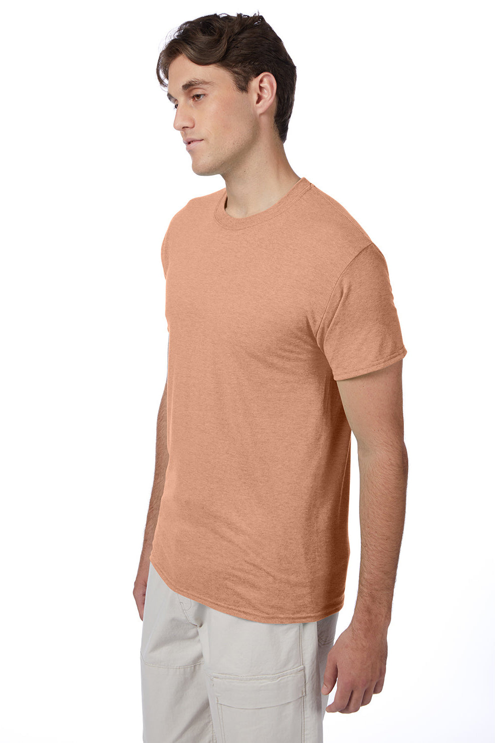 Hanes 42TB Mens X-Temp FreshIQ Moisture Wicking Short Sleeve Crewneck T-Shirt Heather Cantaloupe Orange Model 3Q