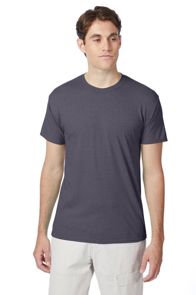 Hanes 42TB Mens X-Temp FreshIQ Moisture Wicking Short Sleeve Crewneck T-Shirt Dada Grey Model Front