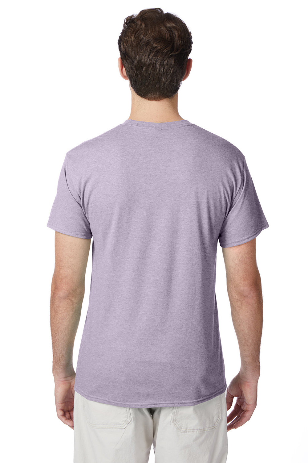 Hanes 42TB Mens X-Temp FreshIQ Moisture Wicking Short Sleeve Crewneck T-Shirt Heather Pale Violet Purple Model Back