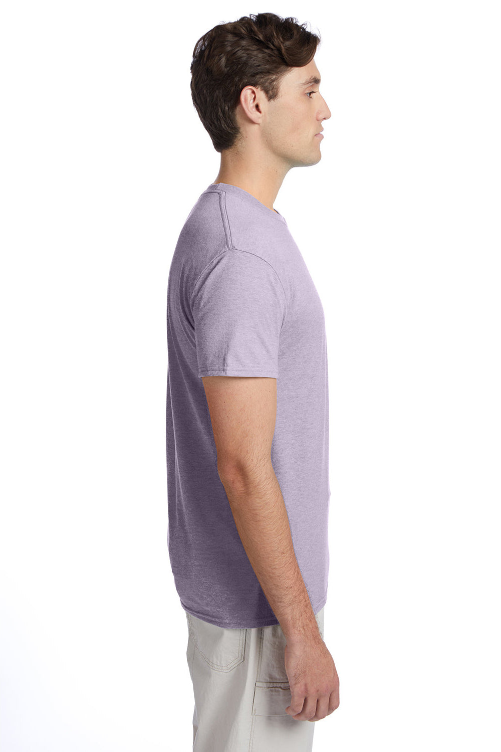 Hanes 42TB Mens X-Temp FreshIQ Moisture Wicking Short Sleeve Crewneck T-Shirt Heather Pale Violet Purple Model Side