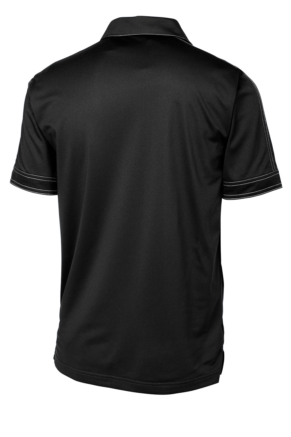 Sport-Tek ST659 Mens Sport-Wick Moisture Wicking Short Sleeve Polo Shirt Black Flat Back