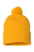 Sportsman SP15 Mens Pom-Pom Cuffed Beanie Gold Flat Front