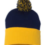 Sportsman Mens Pom-Pom Cuffed Beanie - Navy Blue/Gold - NEW