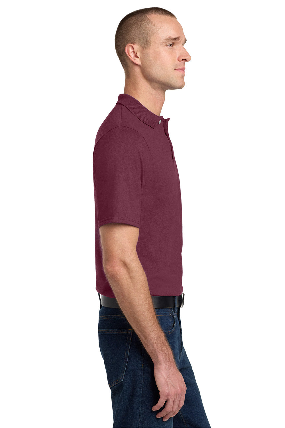 Jerzees 436MP/436P/436MPR Mens SpotShield Stain Resistant Short Sleeve Polo Shirt w/ Pocket Maroon Model Side