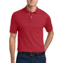 Jerzees Mens SpotShield Stain Resistant Short Sleeve Polo Shirt w/ Pocket - True Red