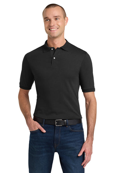 Jerzees 437M/437/437MSR Mens SpotShield Stain Resistant Short Sleeve Polo Shirt Black Model Front