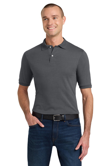 Jerzees 437M/437/437MSR Mens SpotShield Stain Resistant Short Sleeve Polo Shirt Charcoal Grey Model Front