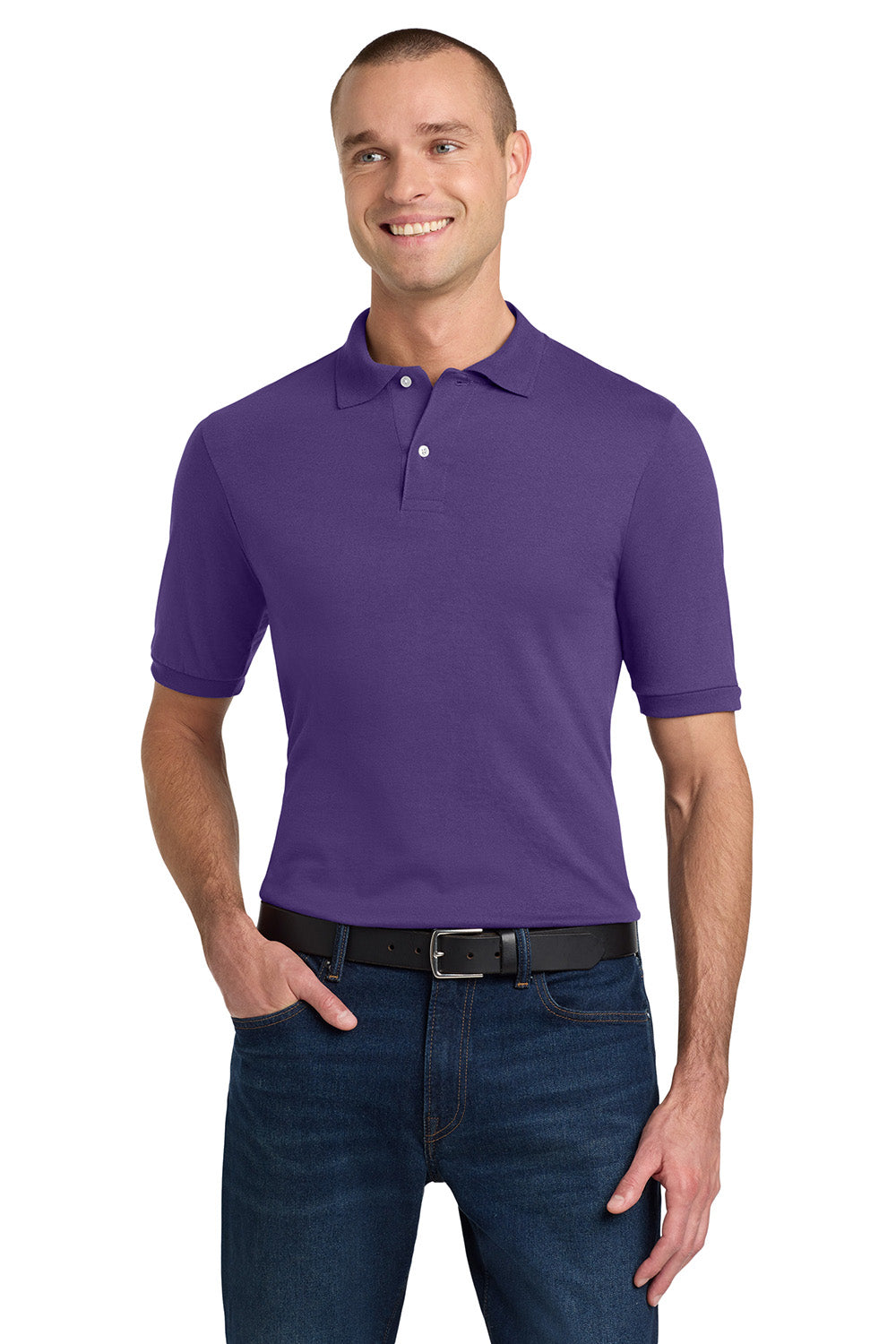 Jerzees 437M/437/437MSR Mens SpotShield Stain Resistant Short Sleeve Polo Shirt Deep Purple Model Front