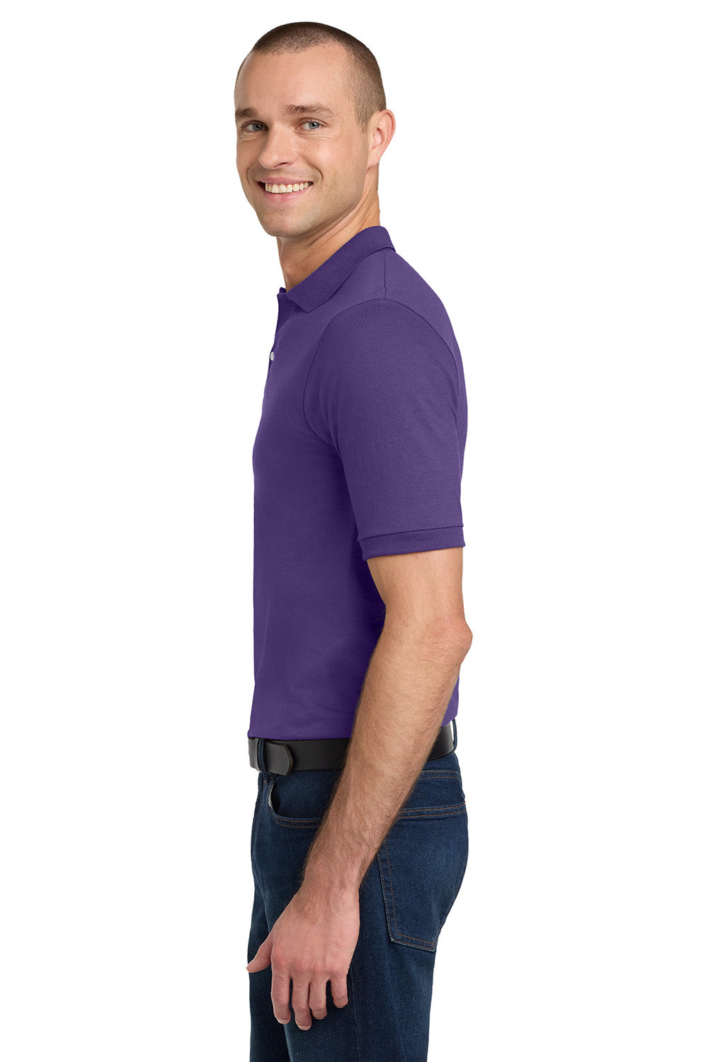 Jerzees 437M/437/437MSR Mens SpotShield Stain Resistant Short Sleeve Polo Shirt Deep Purple Model Side