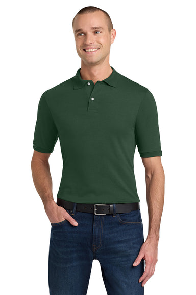 Jerzees 437M/437/437MSR Mens SpotShield Stain Resistant Short Sleeve Polo Shirt Forest Green Model Front