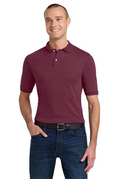 Jerzees 437M/437/437MSR Mens SpotShield Stain Resistant Short Sleeve Polo Shirt Maroon Model Front