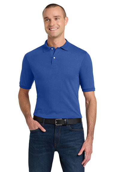 Jerzees 437M/437/437MSR Mens SpotShield Stain Resistant Short Sleeve Polo Shirt Royal Blue Model Front