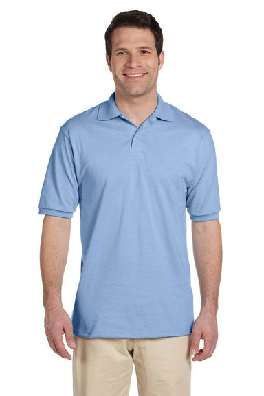 Jerzees 437M/437/437MSR Mens SpotShield Stain Resistant Short Sleeve Polo Shirt Light Blue Model Front