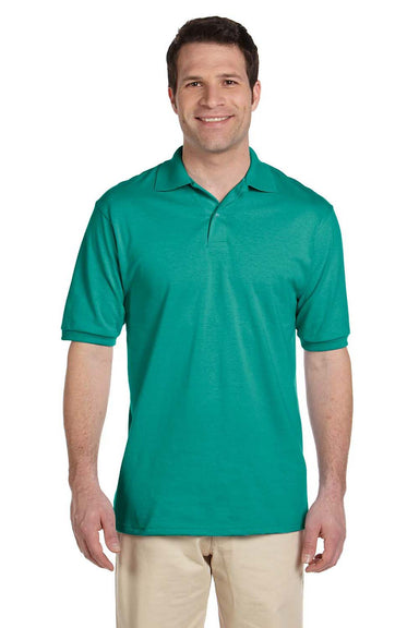 Jerzees 437M/437/437MSR Mens SpotShield Stain Resistant Short Sleeve Polo Shirt Jade Green Model Front