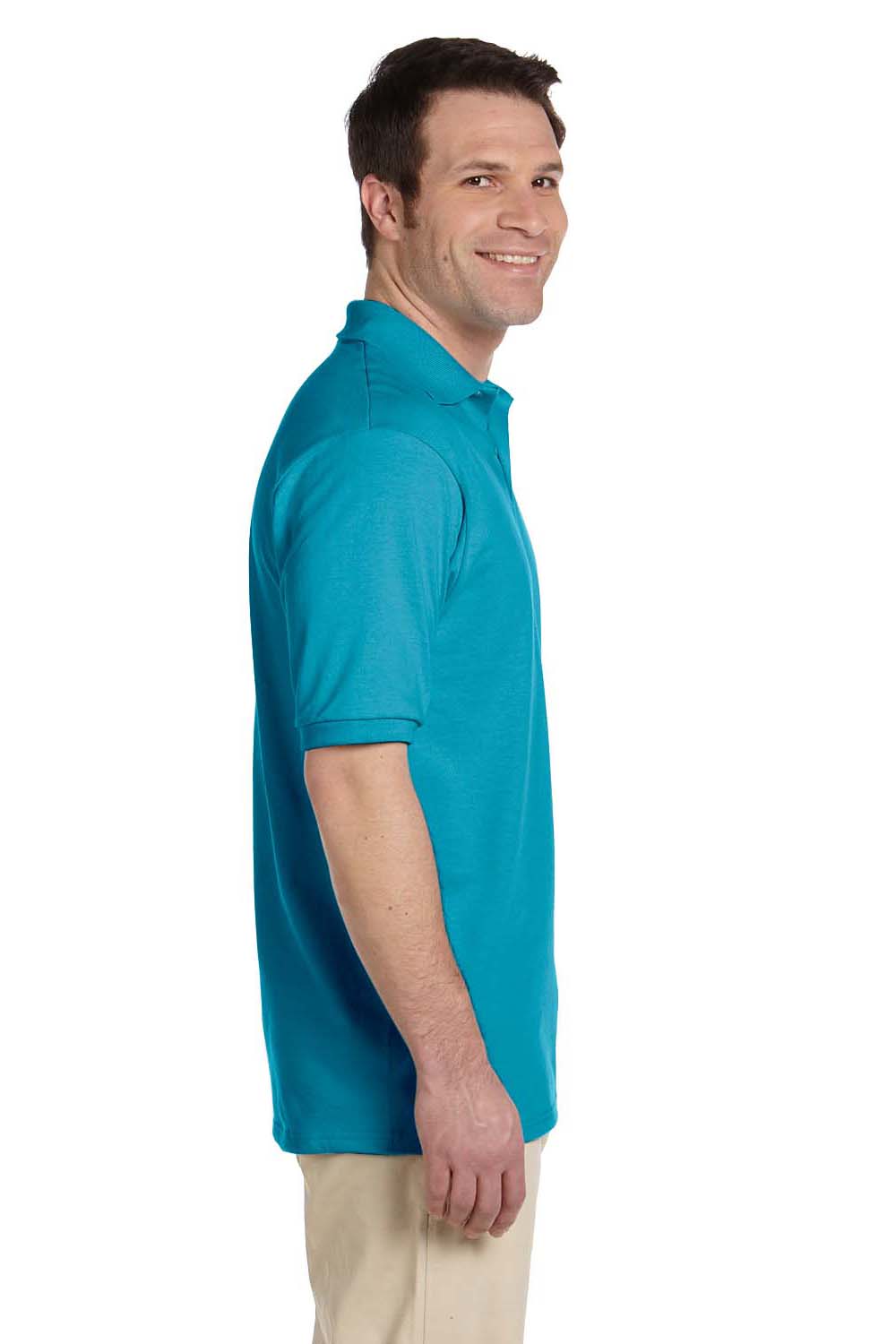 Jerzees 437M/437/437MSR Mens SpotShield Stain Resistant Short Sleeve Polo Shirt California Blue Model Side