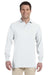 Jerzees 437ML/437MLR Mens SpotShield Stain Resistant Long Sleeve Polo Shirt White Model Front