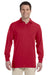 Jerzees 437ML/437MLR Mens SpotShield Stain Resistant Long Sleeve Polo Shirt True Red Model Front