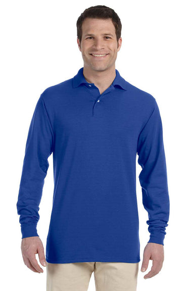 Jerzees 437ML/437MLR Mens SpotShield Stain Resistant Long Sleeve Polo Shirt Royal Blue Model Front