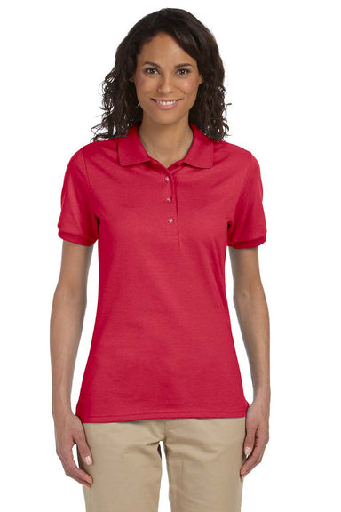 Jerzees 437W/437WR Womens SpotShield Stain Resistant Short Sleeve Polo Shirt True Red Model Front