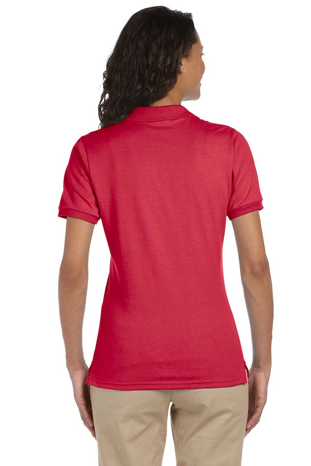 Jerzees 437W/437WR Womens SpotShield Stain Resistant Short Sleeve Polo Shirt True Red Model Back