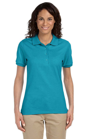 Jerzees 437W/437WR Womens SpotShield Stain Resistant Short Sleeve Polo Shirt California Blue Model Front