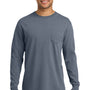 Comfort Colors Mens Long Sleeve Crewneck T-Shirt w/ Pocket - Blue Jean